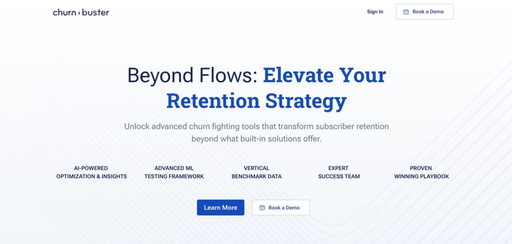Churn Buster WordPress plugin homepage