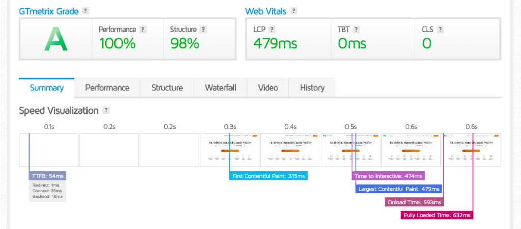 GTmetrix screenshot