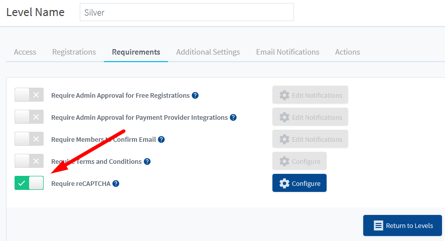 WishList Member Registration Requirements Settings