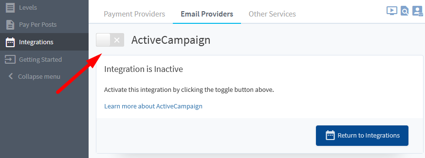 Enable ActiveCampaign Integration inside WishList Member