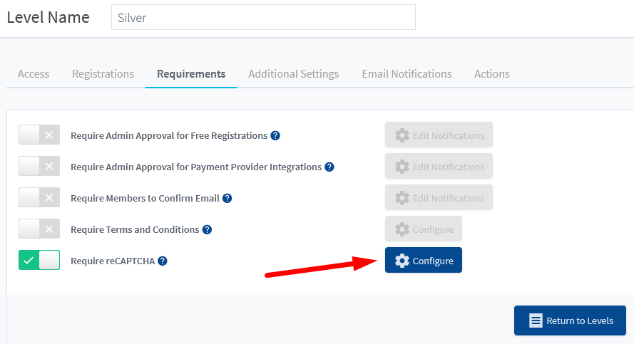 WishList Member Registration Requirements Settings