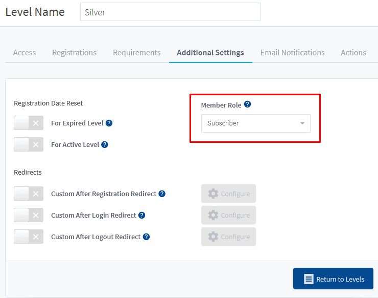 Membership Levels with WishList Member - Member Role