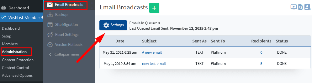 Email Broadcasts - WishList Member