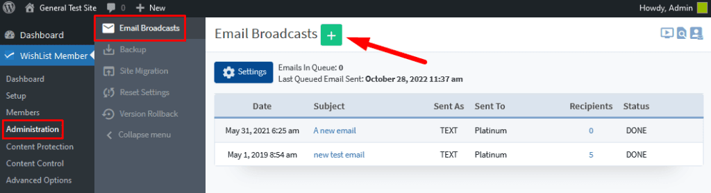 Email Broadcasts - WishList Member