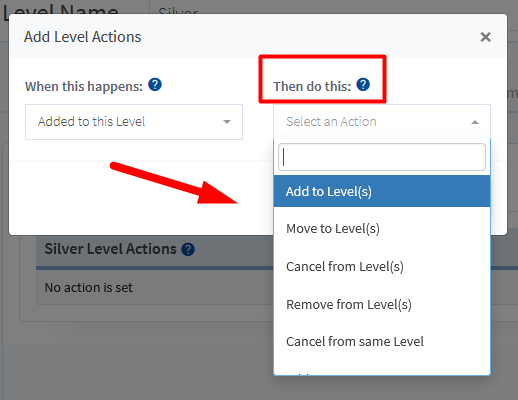 Actions (Then do this) inside WishList Member