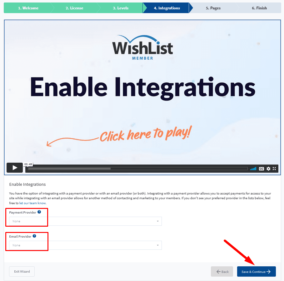 WishList Member Setup Wizard