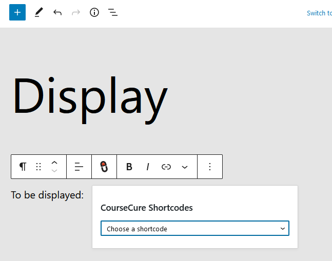 CourseCure Shortcode Inserter - Choose a Shortcode