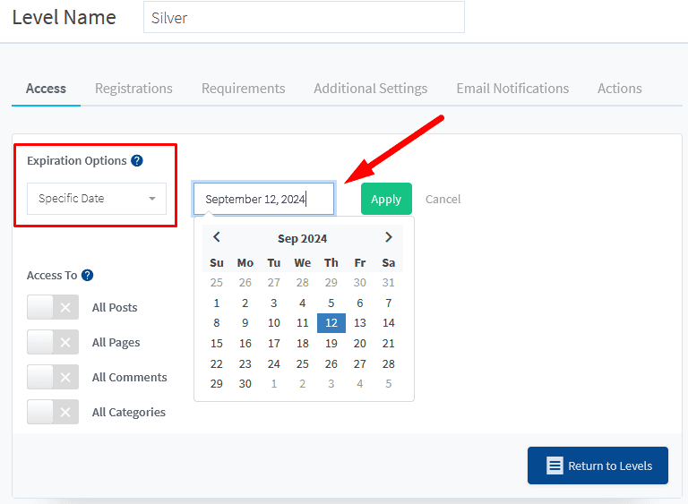 WishList Member setting expiration dat for membership level access