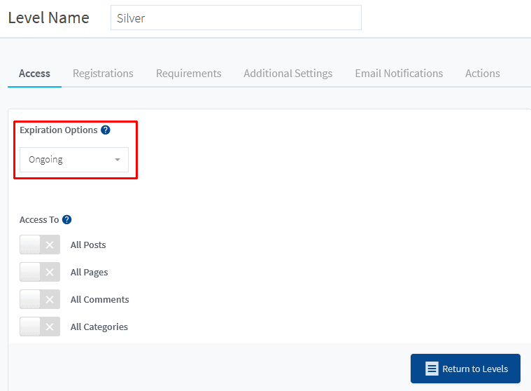 Setting WishList Member membership access expiration