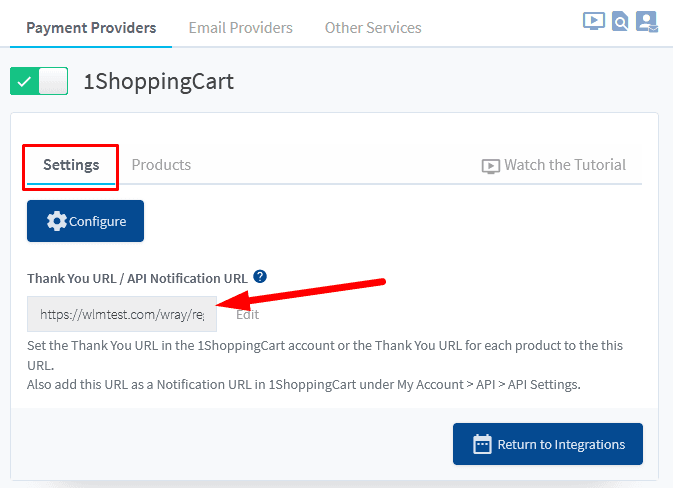 adding thank you URL to 1ShoppingCart