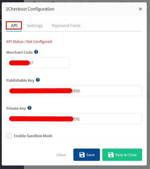Pasting 2Checkout API keys inside WishList Member