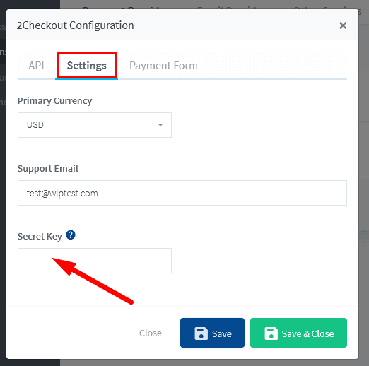 adding secret key to 2Checkout inside WishList Member