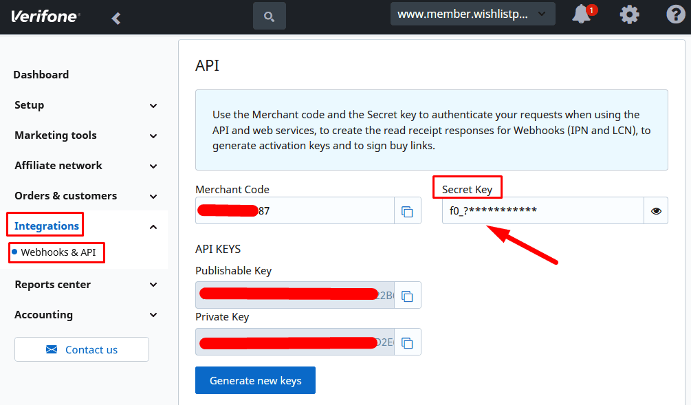 2Checkout Secret Key