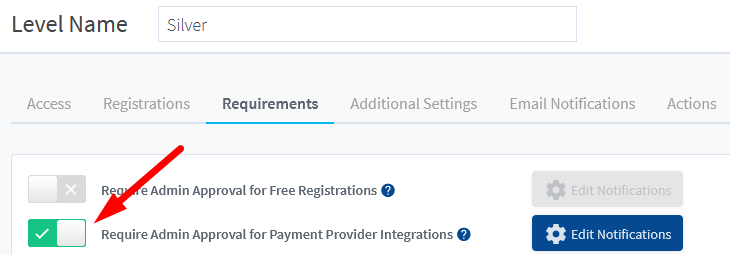 WishList Member Registration Requirements Settings