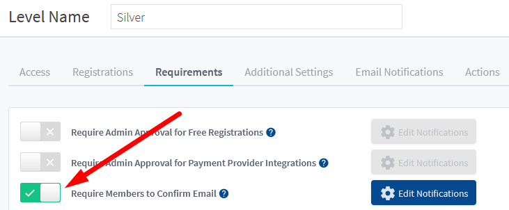 WishList Member Registration Requirements Settings