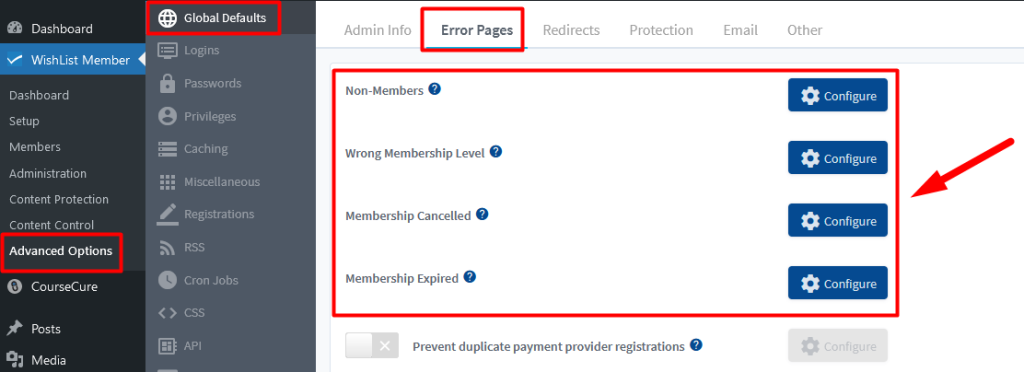 WishList Member Error Pages