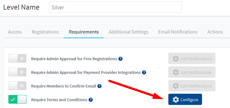 WishList Member Registration Requirements Settings