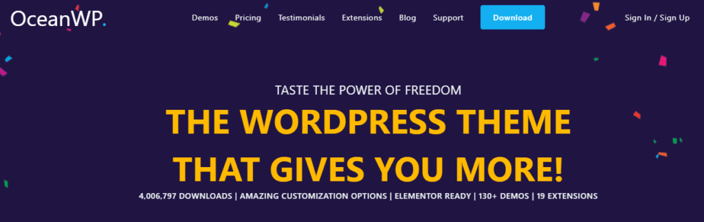 OceanWP theme page