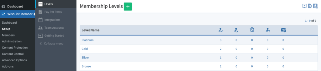 set up membership levels on wishlist member